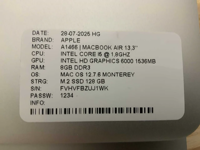 Apple macbook air a1466 laptop (4x) - afbeelding 10 van  12