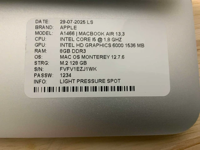 Apple macbook air a1466 laptop (4x) - afbeelding 9 van  12