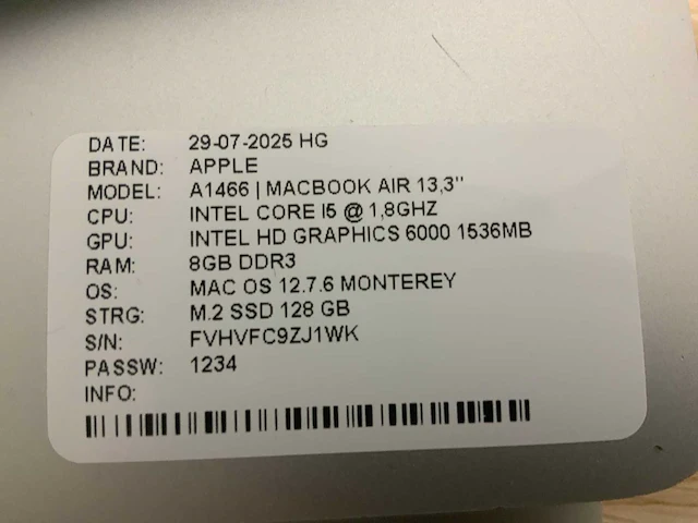 Apple macbook air a1466 laptop (4x) - afbeelding 10 van  13