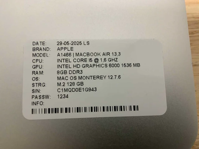 Apple macbook air a1466 laptop (4x) - afbeelding 11 van  12