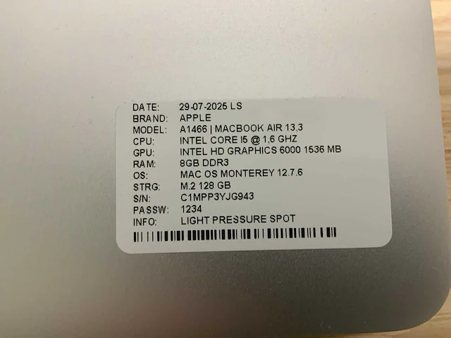 Apple macbook air a1466 laptop (4x) - afbeelding 9 van  12