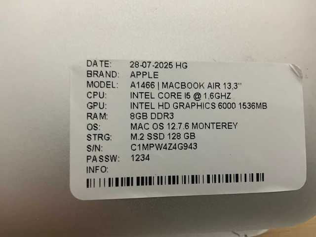 Apple macbook air a1466 laptop (4x) - afbeelding 12 van  13