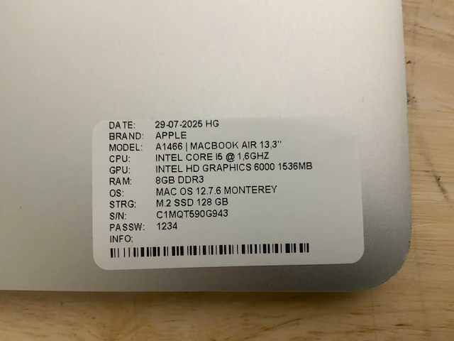 Apple macbook air a1466 laptop (4x) - afbeelding 13 van  13