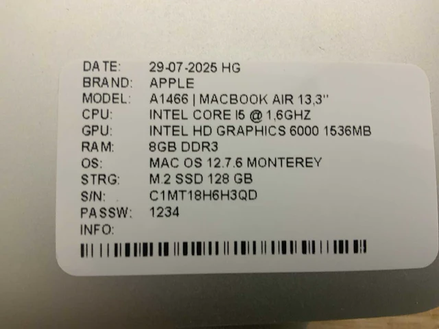 Apple macbook air a1466 laptop (4x) - afbeelding 10 van  12