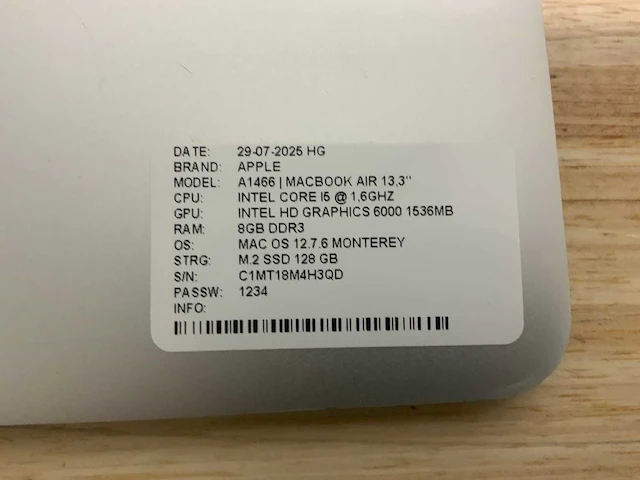 Apple macbook air a1466 laptop (4x) - afbeelding 12 van  12