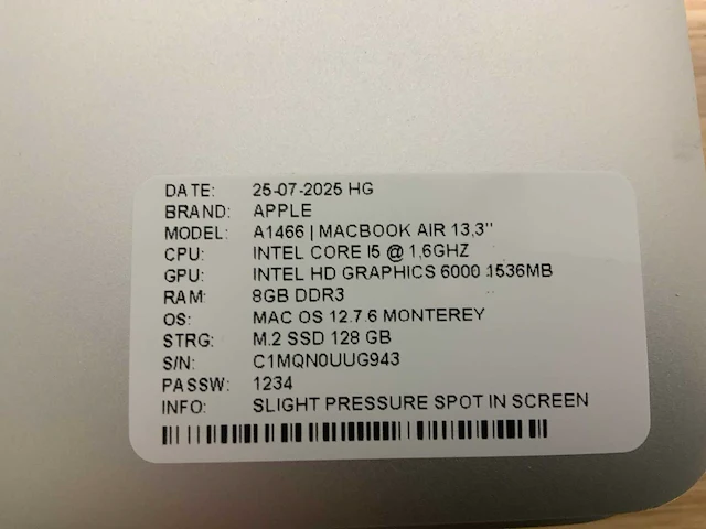 Apple macbook air a1466 laptop (4x) - afbeelding 9 van  12