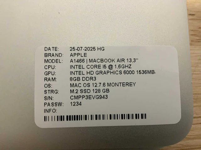 Apple macbook air a1466 laptop (4x) - afbeelding 11 van  12