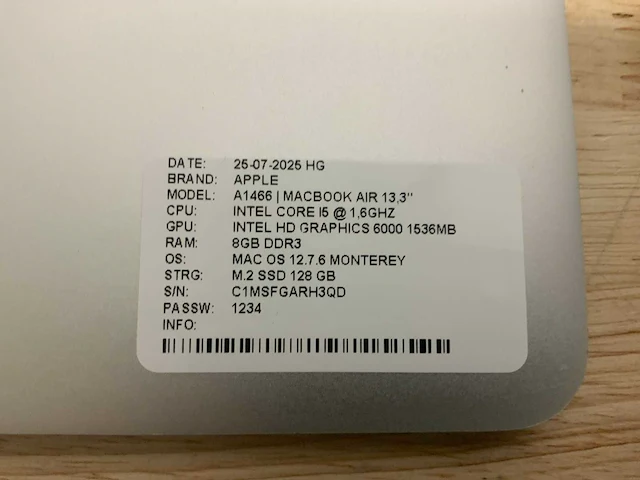 Apple macbook air a1466 laptop (4x) - afbeelding 12 van  12