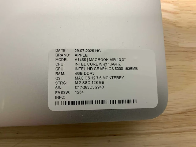 Apple macbook air a1466 laptop (4x) - afbeelding 10 van  13