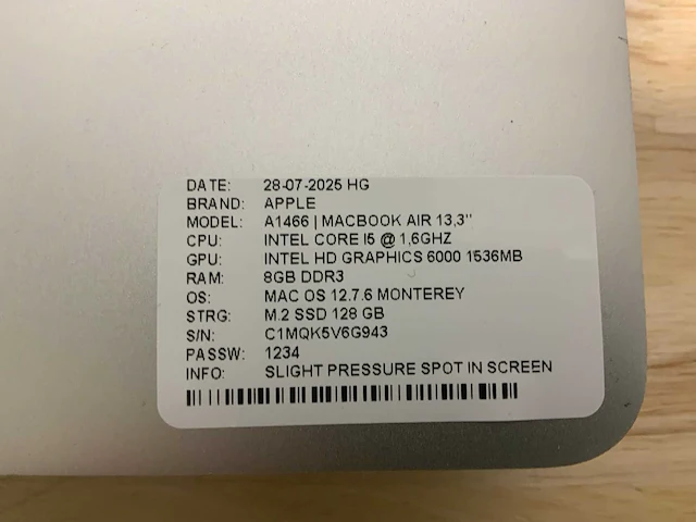 Apple macbook air a1466 laptop (4x) - afbeelding 9 van  13