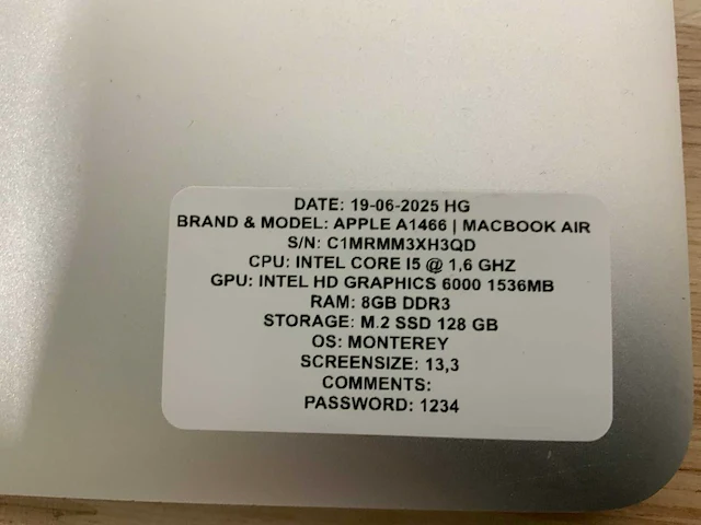 Apple macbook air a1466 laptop (4x) - afbeelding 10 van  12