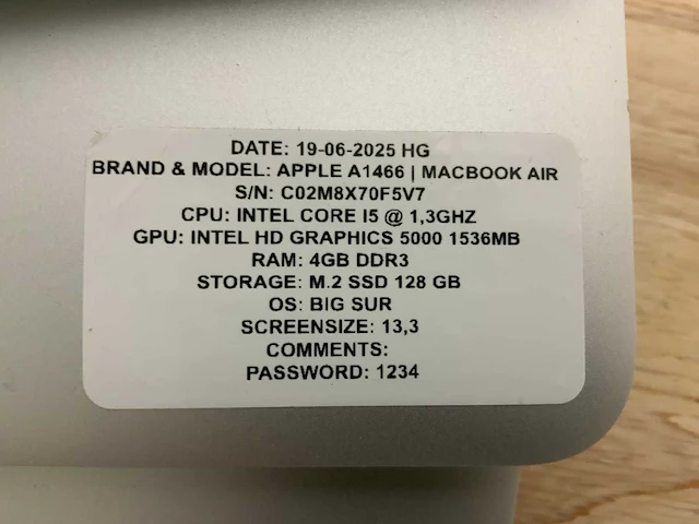 Apple macbook air a1466 laptop (4x) - afbeelding 10 van  12
