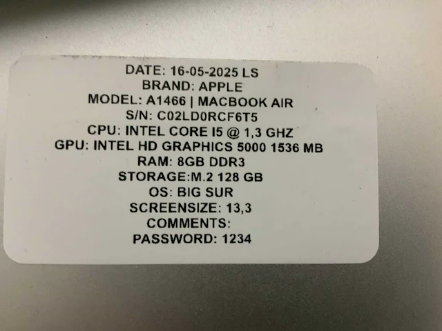 Apple macbook air a1466 laptop (4x) - afbeelding 12 van  12