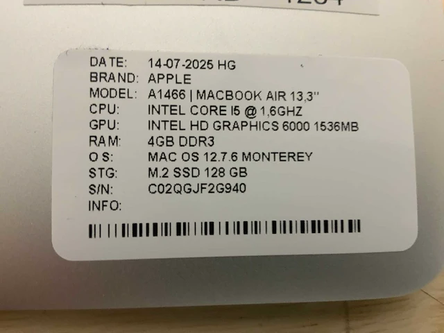 Apple macbook air a1466 laptop (4x) - afbeelding 3 van  12