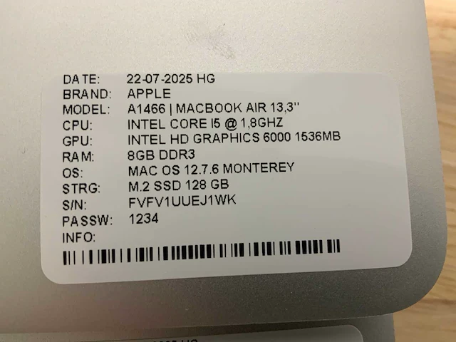 Apple macbook air a1466 laptop (4x) - afbeelding 3 van  13