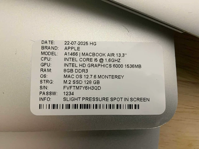 Apple macbook air a1466 laptop (4x) - afbeelding 13 van  13