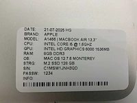 Apple macbook air a1466 laptop (4x) - afbeelding 12 van  12