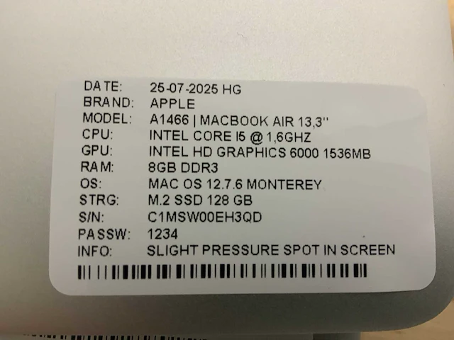 Apple macbook air a1466 laptop (4x) - afbeelding 2 van  12