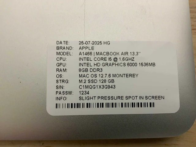 Apple macbook air a1466 laptop (4x) - afbeelding 4 van  12
