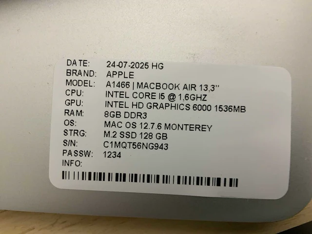 Apple macbook air a1466 laptop (4x) - afbeelding 2 van  12