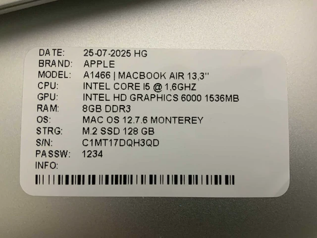 Apple macbook air a1466 laptop (4x) - afbeelding 3 van  12