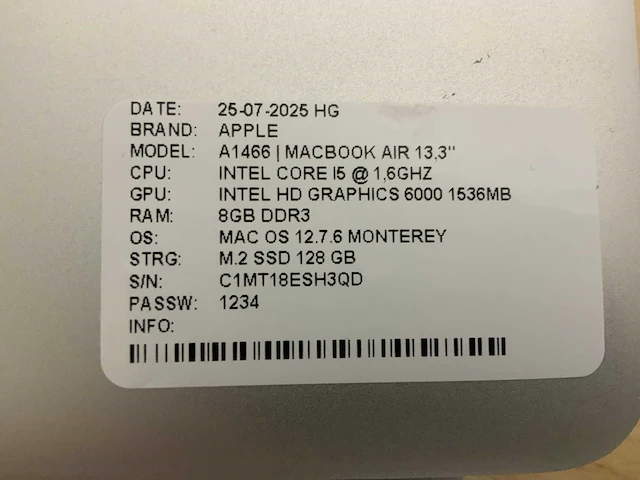 Apple macbook air a1466 laptop (4x) - afbeelding 4 van  12