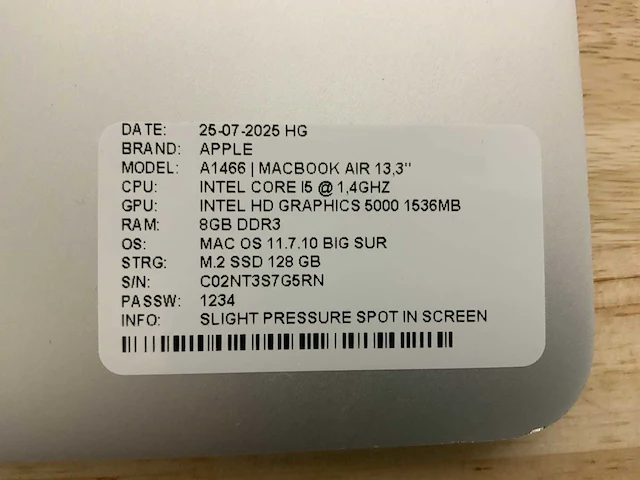 Apple macbook air a1466 laptop (4x) - afbeelding 12 van  12