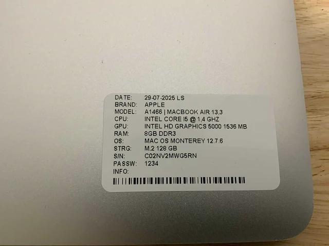 Apple macbook air a1466 laptop (4x) - afbeelding 12 van  12