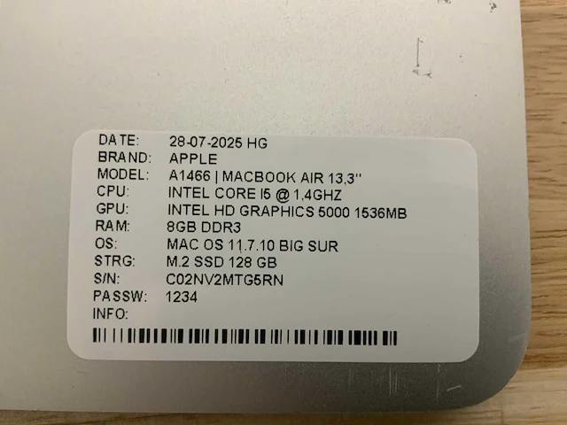 Apple macbook air a1466 laptop (4x) - afbeelding 5 van  13