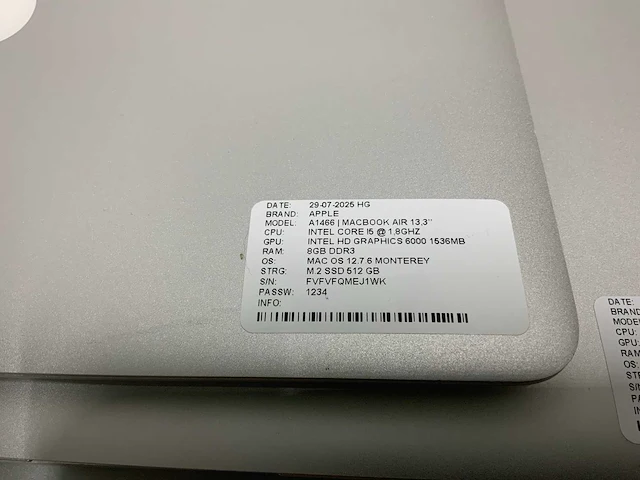Apple macbook air a1466 laptop (4x) - afbeelding 3 van  10
