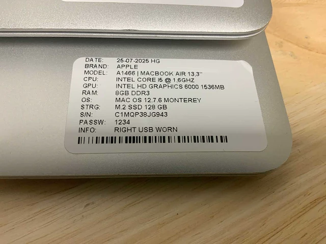Apple macbook air a1466 laptop (4x) - afbeelding 7 van  10