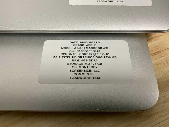 Apple macbook air a1466 laptop (5x) - afbeelding 3 van  13