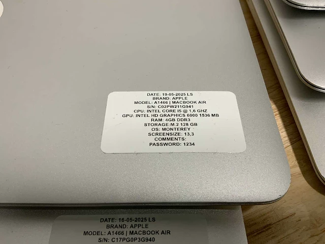 Apple macbook air a1466 laptop (5x) - afbeelding 4 van  13