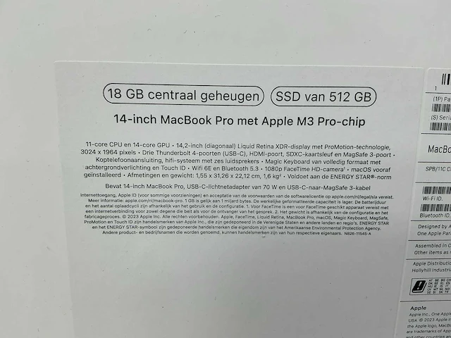 Apple macbook pro 14 inch (m3 pro) laptop - afbeelding 2 van  4