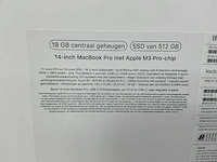 Apple macbook pro 14 inch (m3 pro) laptop - afbeelding 2 van  4