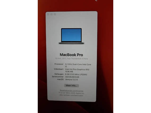 Apple macbook pro 3,1 ghz quad-core intel core i5. videokaart intel iris plus graphics 650 1536 mb. 8 gb r... - afbeelding 3 van  6