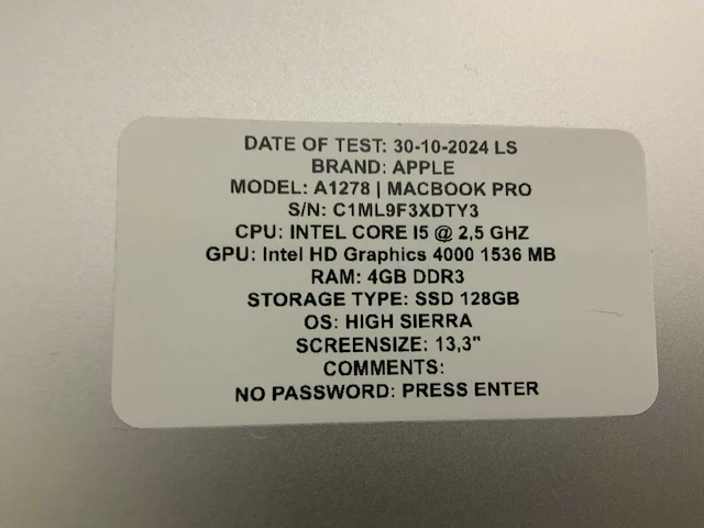 Apple macbook pro a1278 laptop (2x) - afbeelding 5 van  6