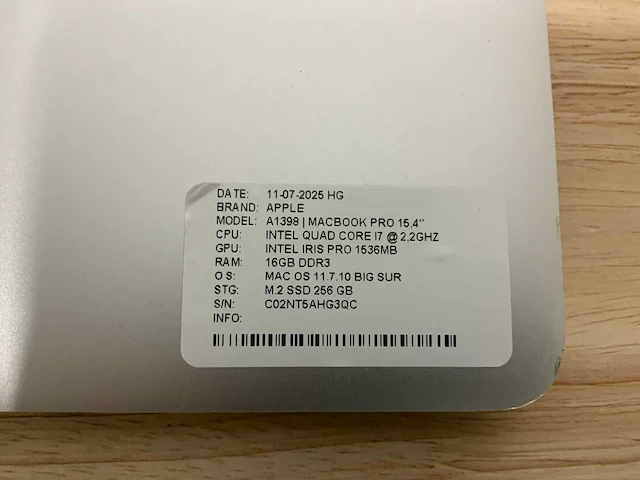Apple macbook pro a1398(i7) laptop (2x) - afbeelding 8 van  8
