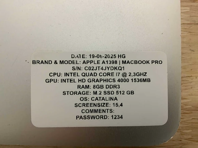 Apple macbook pro a1398(i7) laptop (2x) - afbeelding 7 van  8