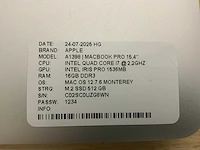 Apple macbook pro a1398(i7) laptop (2x) - afbeelding 7 van  8