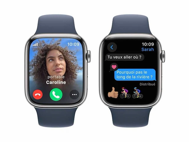 Apple watch - series 9 - gps + cellular 45mm silver stainless steel case storm blue - nieuw - afbeelding 3 van  4