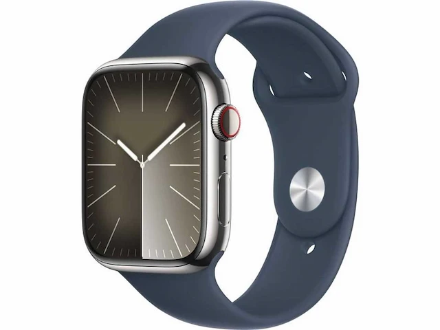 Apple watch - series 9 - gps + cellular 45mm silver stainless steel case storm blue - nieuw - afbeelding 4 van  4