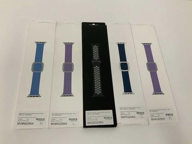 Apple watch 38/40/mm modern leren horlogeband diepzeeblauw - small (5x) - afbeelding 1 van  2