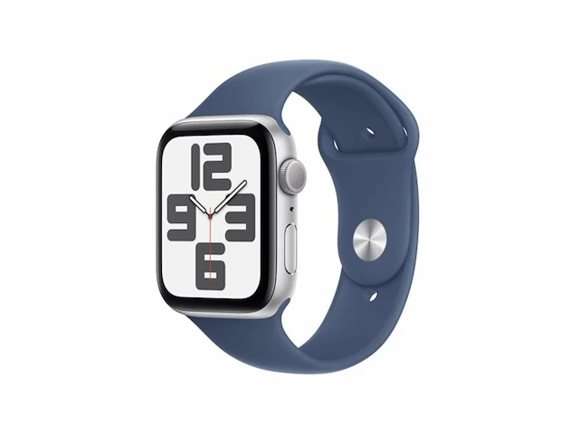 Apple watch se 2024 gps 44mm zilver aluminium case with denim sport band s/m - afbeelding 1 van  2