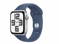 Apple watch se 2024 gps 44mm zilver aluminium case with denim sport band - afbeelding 1 van  2