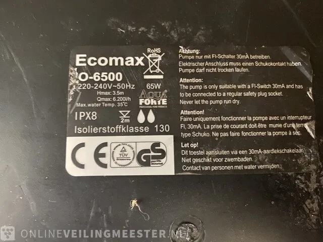Aqua eco max o vijverpomp oase, 6500 - afbeelding 3 van  3