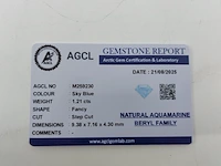 Aquamarine - fancy step cut - 1.21cts, blauw - afbeelding 4 van  5