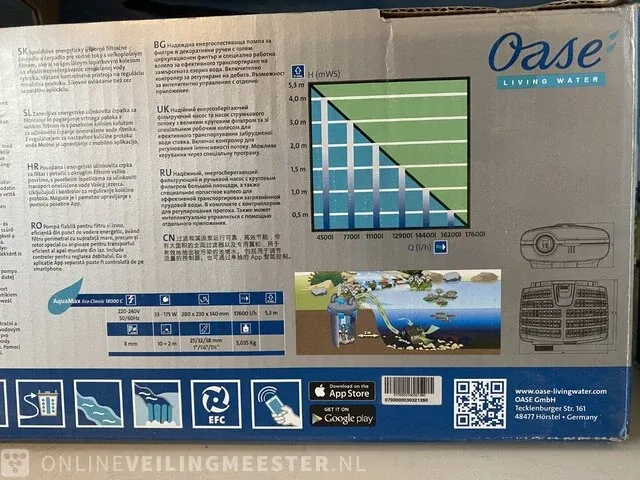 Aquamax eco classic c 18000 vijverpomp oase , 18000c l/h - afbeelding 2 van  2