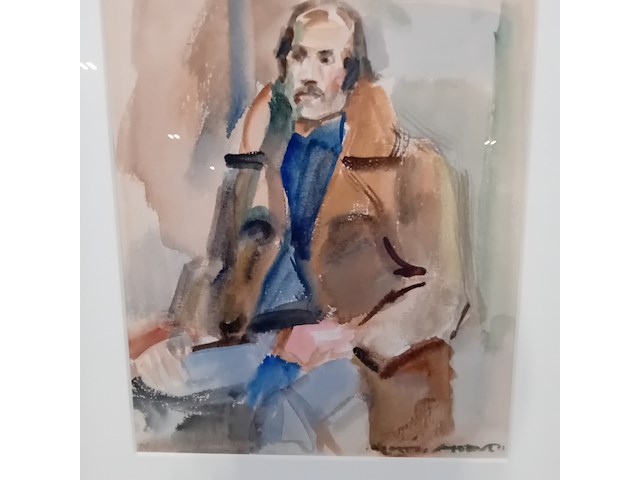 Aquarel, h. stork, man in bruine jas - afbeelding 4 van  8