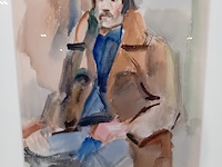 Aquarel, h. stork, man in bruine jas - afbeelding 4 van  8